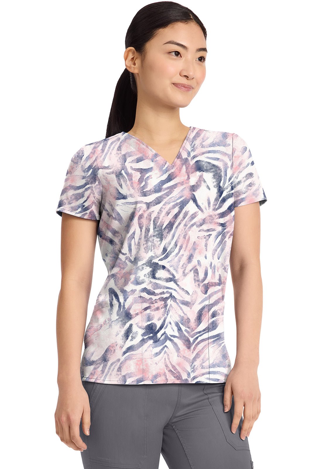 Serene Safari Healing Hands Amanda Print Scrub V Neck Top 2266 SRSF - Scrubs Select