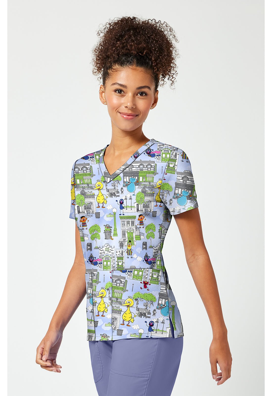 Sesame Street Tooniforms Licensed V Neck Scrub Top TF796 SWGH - Scrubs Select