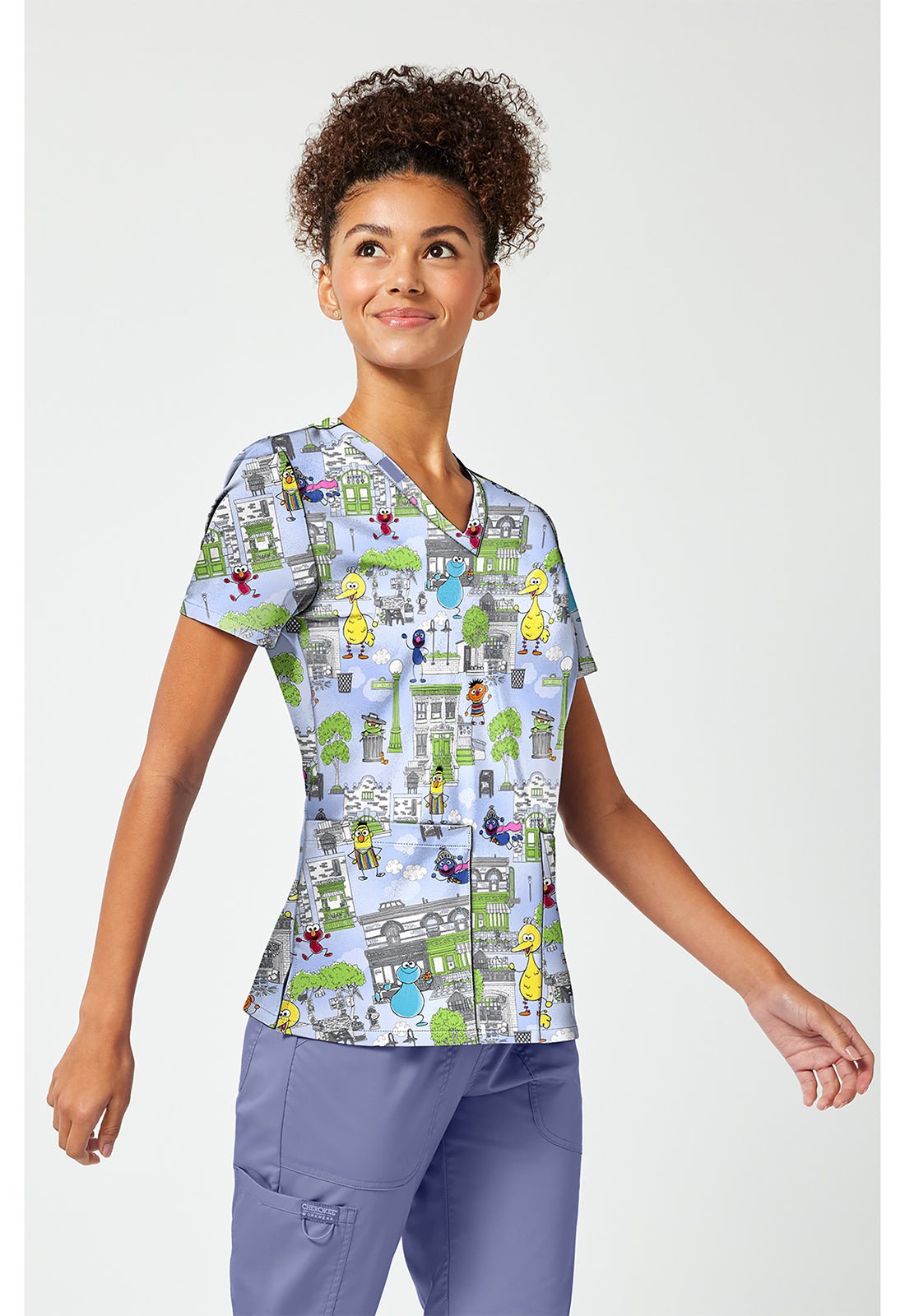 Sesame Street Tooniforms Licensed V Neck Scrub Top TF796 SWGH - Scrubs Select