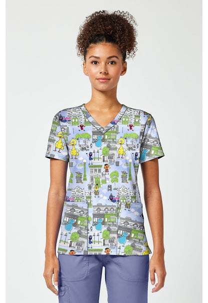 Sesame Street Tooniforms Licensed V Neck Scrub Top TF796 SWGH - Scrubs Select