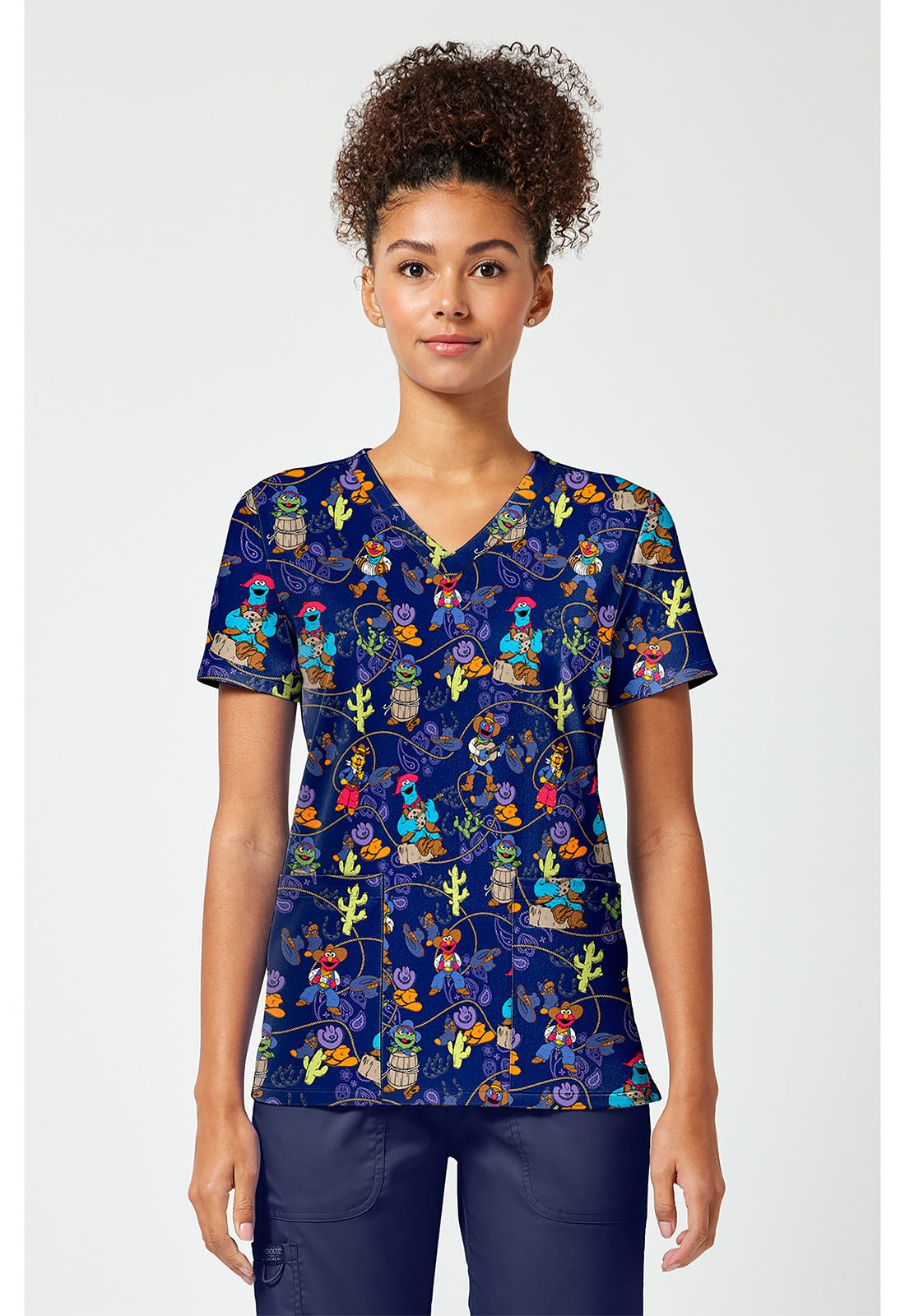 Sesame Street Tooniforms Licensed V Neck Scrub Top TF796 SWWF - Scrubs Select