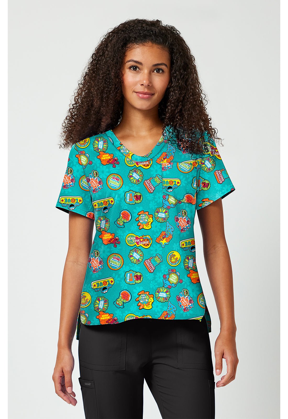 Sesame Street Tooniforms Licensed V Neck Scrub Top TF797 SWDY - Scrubs Select