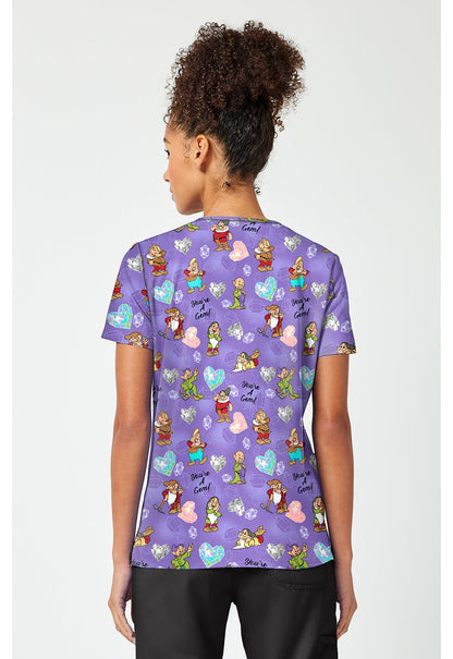 Seven Dwarves Tooniforms Licensed Disney Snow White V Neck Scrub Top TF796 GUYG - Scrubs Select