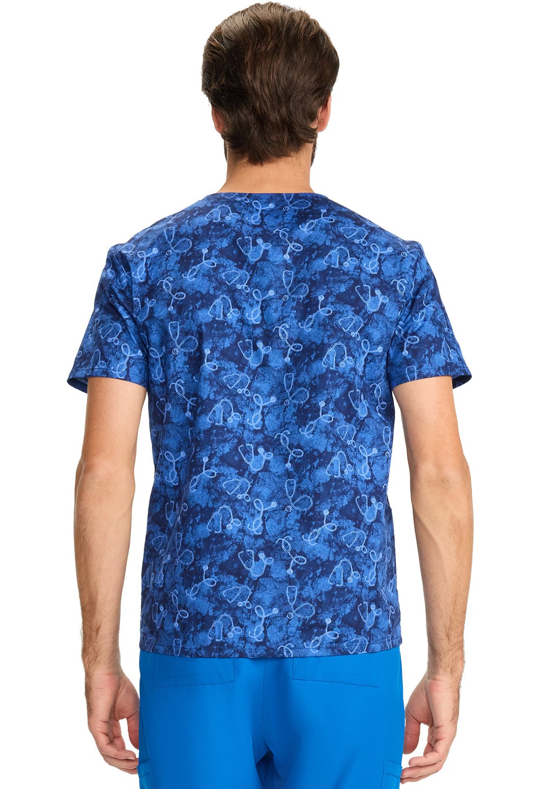 Shibori Stethoscopes Cherokee Print Unisex V Neck Scrub Top CK858 SBSH - Scrubs Select