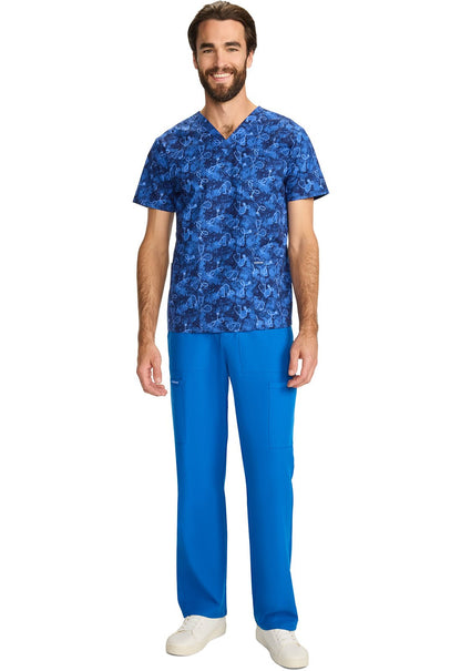 Shibori Stethoscopes Cherokee Print Unisex V Neck Scrub Top CK858 SBSH - Scrubs Select