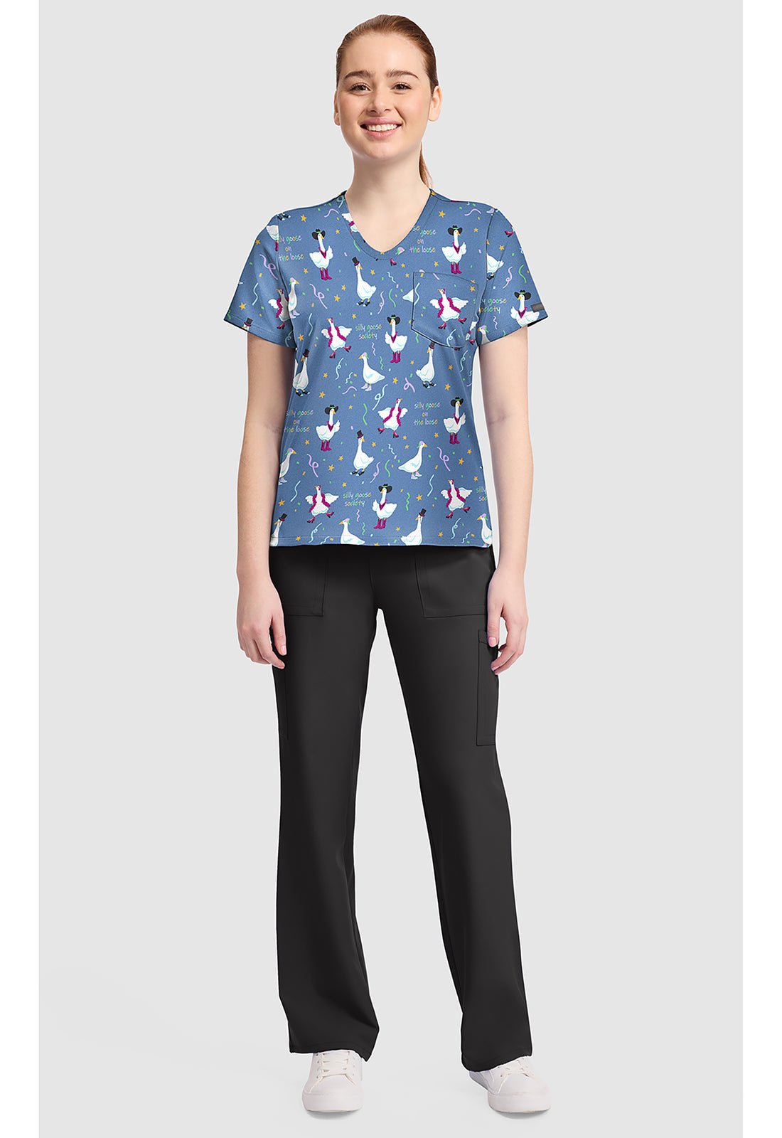 Silly Goose Cherokee Print V Neck Scrub Top CK857 SYGO - Scrubs Select