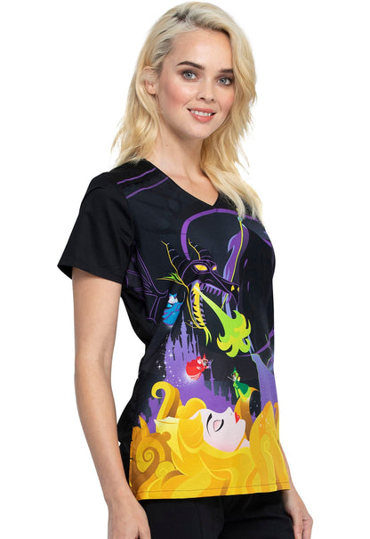 Sleeping Beauty Tooniforms Disney V Neck Scrub Top TF694 PRUR - Scrubs Select
