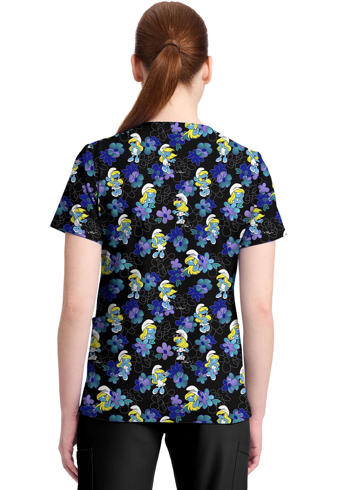 Smurfs Cherokee Licensed IMPS V Neck Scrub Top TF796 SMBS - Scrubs Select