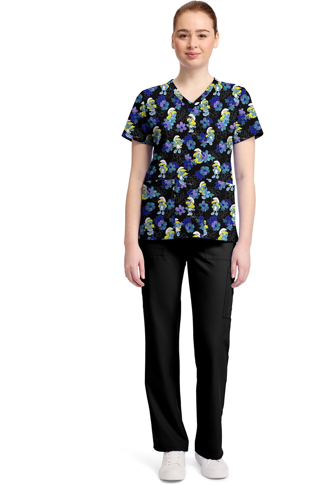 Smurfs Cherokee Licensed IMPS V Neck Scrub Top TF796 SMBS - Scrubs Select