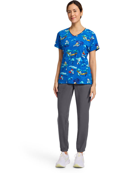 Smurfs Cherokee Tooniforms V Neck Scrub Top TF614 SMSM - Scrubs Select