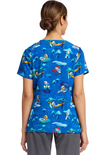 Smurfs Cherokee Tooniforms V Neck Scrub Top TF614 SMSM - Scrubs Select