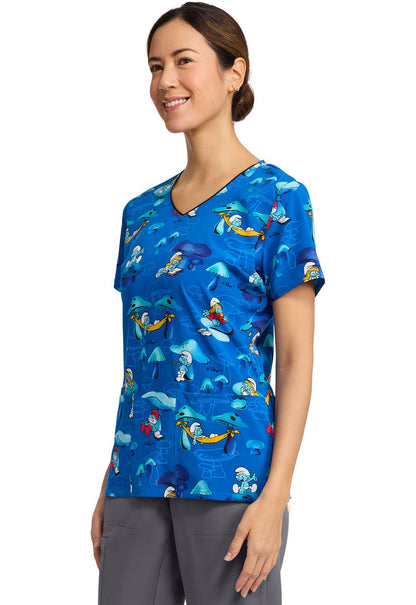 Smurfs Cherokee Tooniforms V Neck Scrub Top TF614 SMSM - Scrubs Select
