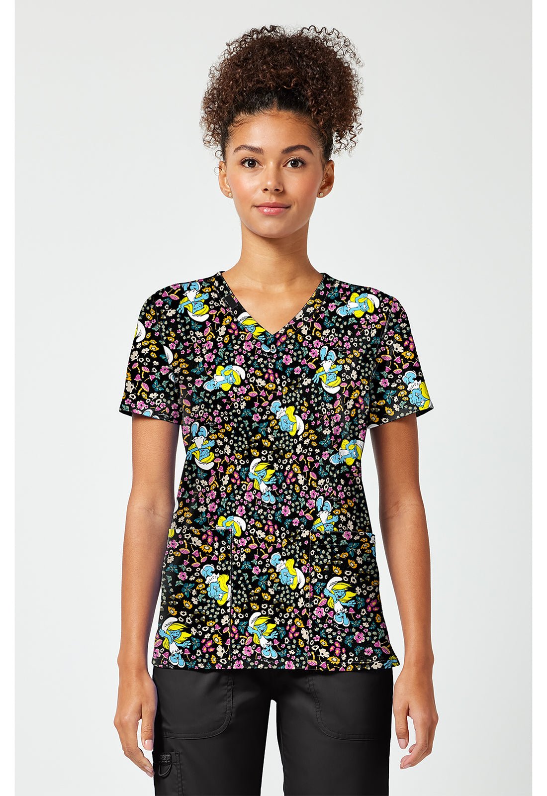 Smurfs Tooniforms Licensed V Neck Scrub Top TF796 SMGD - Scrubs Select