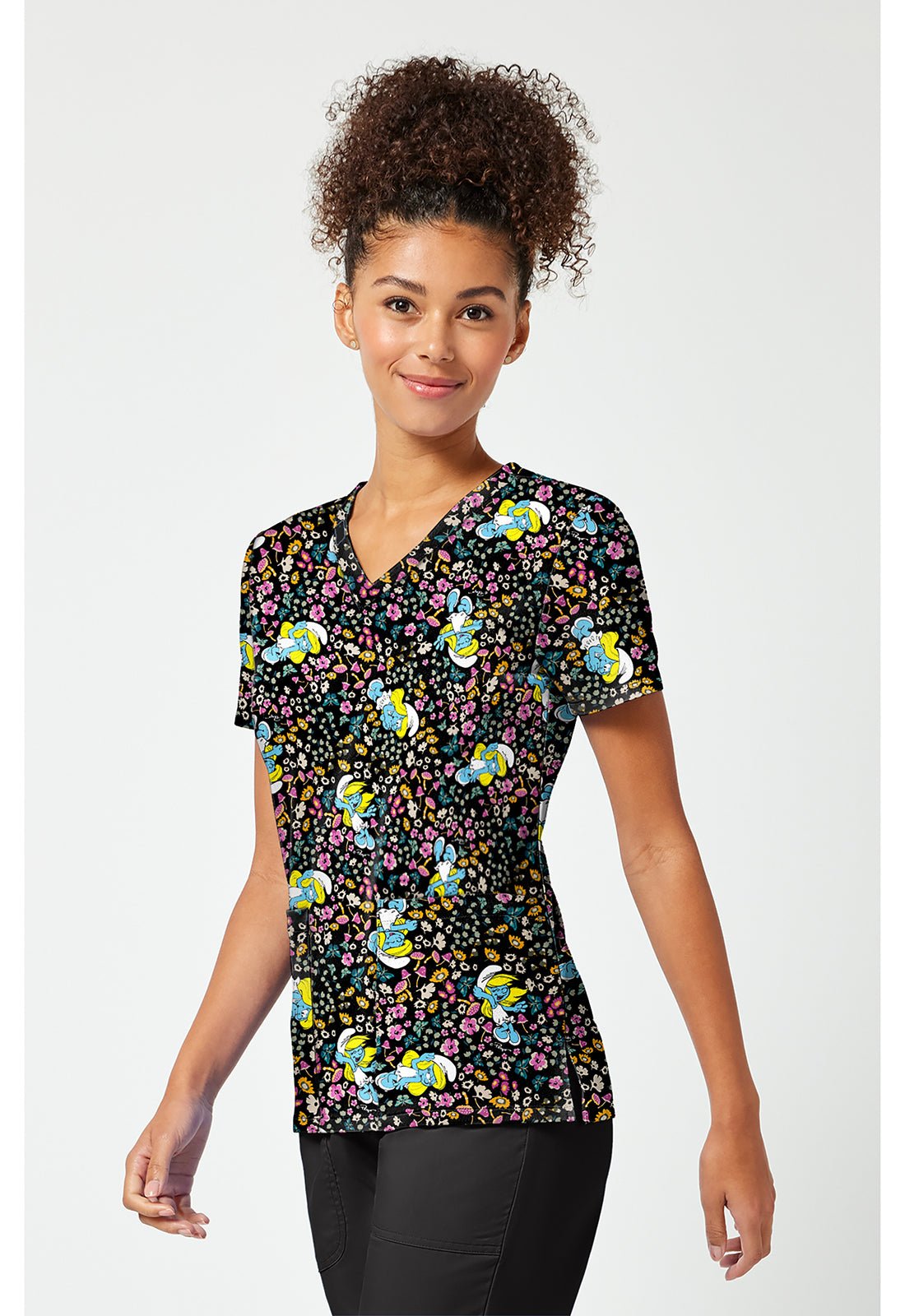 Smurfs Tooniforms Licensed V Neck Scrub Top TF796 SMGD - Scrubs Select