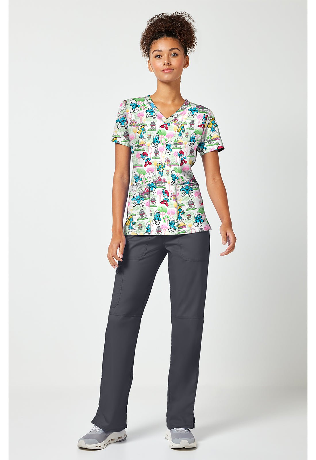 Smurfs Tooniforms Licensed V Neck Scrub Top TF796 SMWL - Scrubs Select