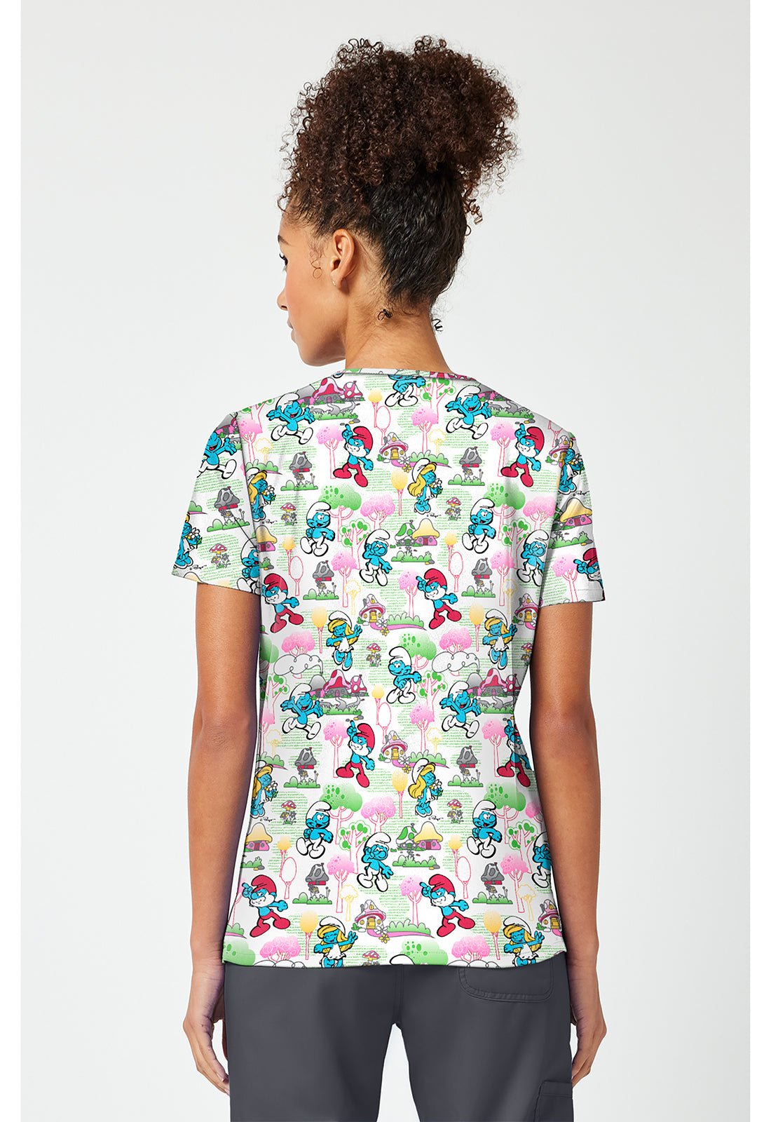Smurfs Tooniforms Licensed V Neck Scrub Top TF796 SMWL - Scrubs Select