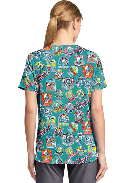Smurfs Tooniforms Licensed V Neck Scrub Top TF797 SMCS - Scrubs Select