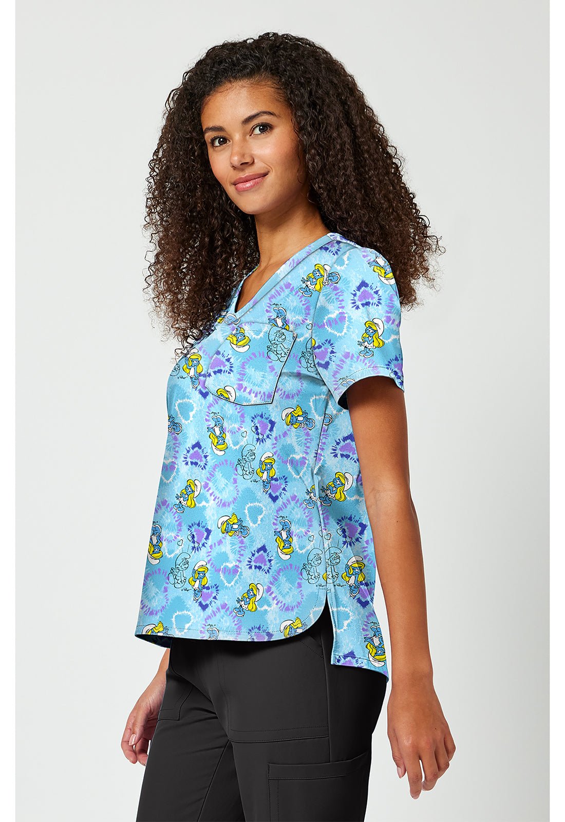 Smurfs Tooniforms Licensed V Neck Scrub Top TF797 SMSV - Scrubs Select