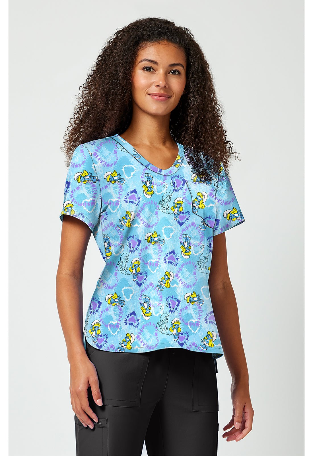 Smurfs Tooniforms Licensed V Neck Scrub Top TF797 SMSV - Scrubs Select