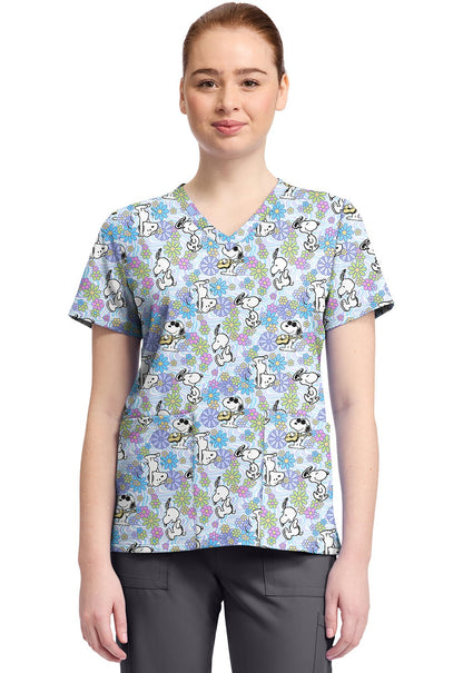 Snoopy Cherokee Licensed Peanuts V Neck Scrub Top TF796 PNYY - Scrubs Select