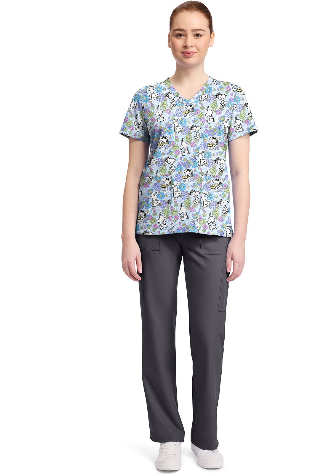 Snoopy Cherokee Licensed Peanuts V Neck Scrub Top TF796 PNYY - Scrubs Select