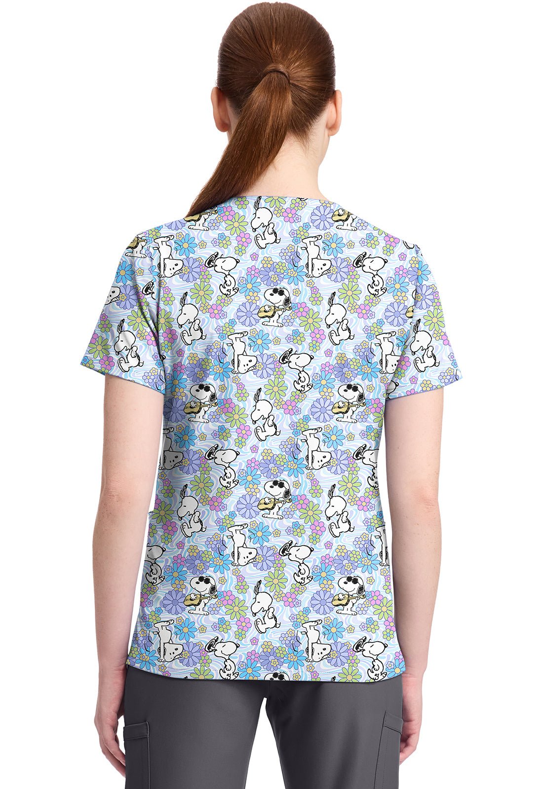 Snoopy Cherokee Licensed Peanuts V Neck Scrub Top TF796 PNYY - Scrubs Select