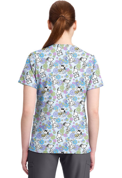Snoopy Cherokee Licensed Peanuts V Neck Scrub Top TF796 PNYY - Scrubs Select