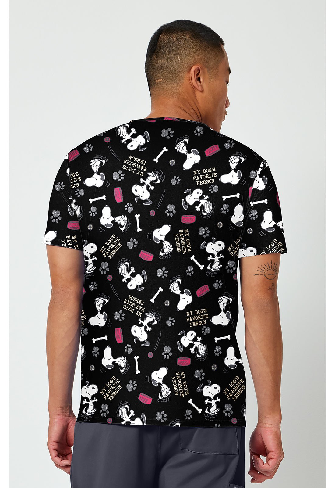 Snoopy Cherokee Tooniforms Peanuts Men's V Neck Scrub Top TF788 PNFX - Scrubs Select