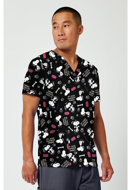 Snoopy Cherokee Tooniforms Peanuts Men's V Neck Scrub Top TF788 PNFX - Scrubs Select