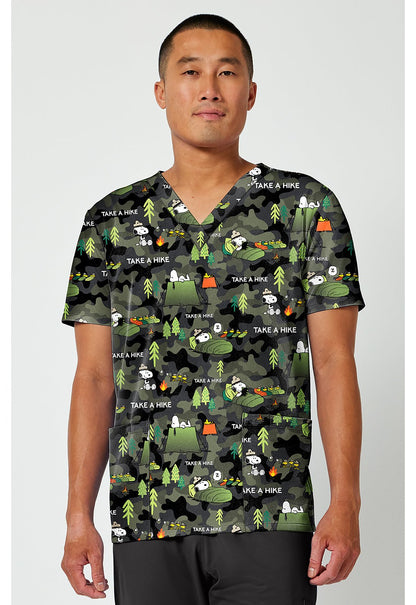 Snoopy Cherokee Tooniforms Peanuts Men's V Neck Scrub Top TF788 PNHK - Scrubs Select