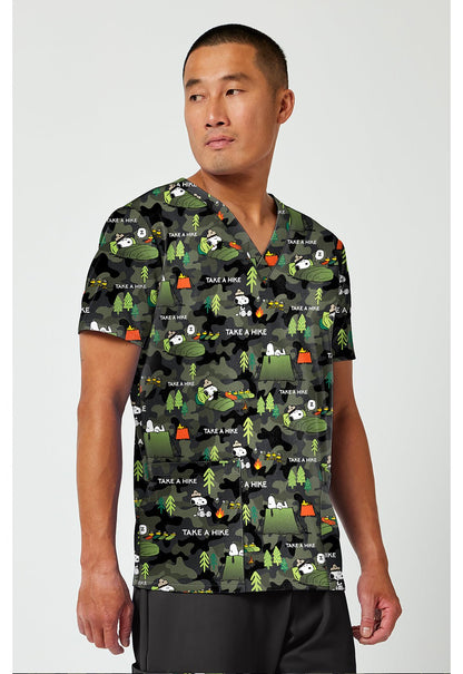 Snoopy Cherokee Tooniforms Peanuts Men's V Neck Scrub Top TF788 PNHK - Scrubs Select