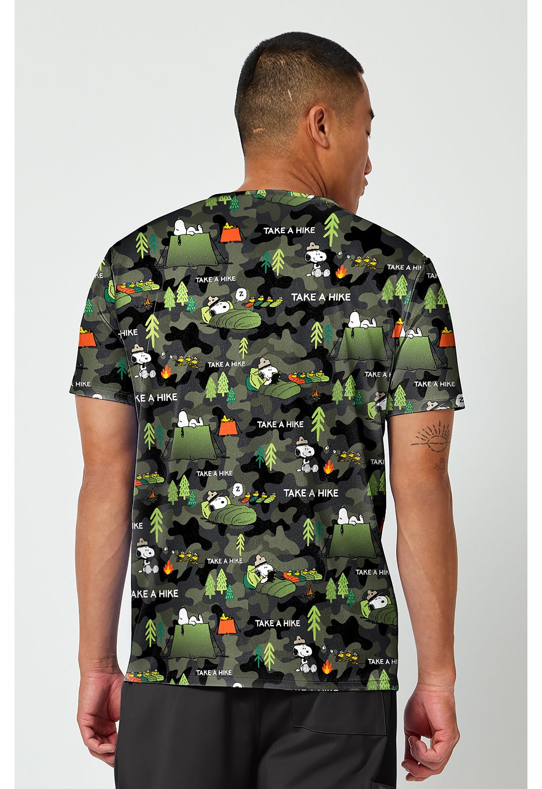 Snoopy Cherokee Tooniforms Peanuts Men's V Neck Scrub Top TF788 PNHK - Scrubs Select