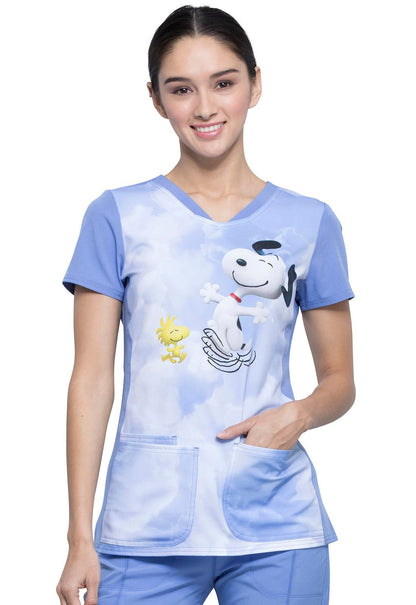 Snoopy Tooniforms Licensed Peanuts V Neck Scrub Top TF721 PNKY - Scrubs Select