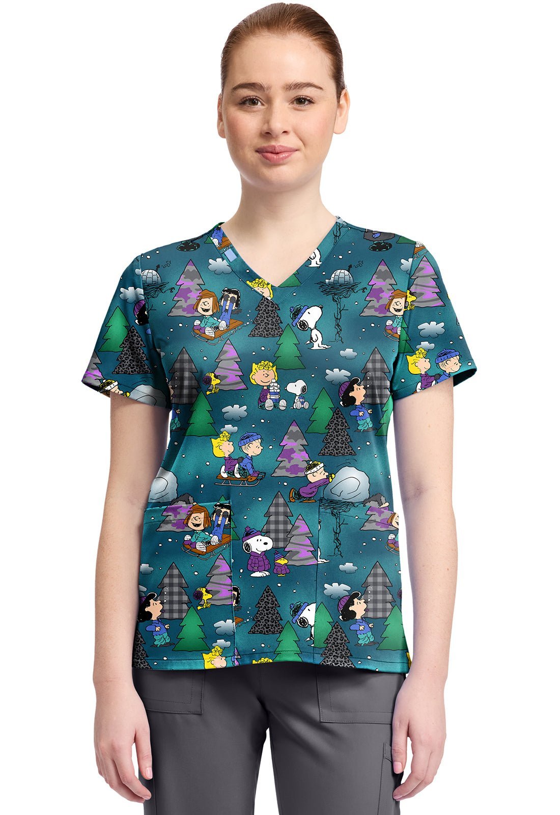 Snoopy Tooniforms Licensed Peanuts V Neck Scrub Top TF796 PNFW - Scrubs Select