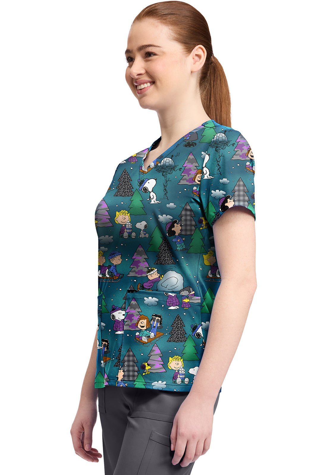 Snoopy Tooniforms Licensed Peanuts V Neck Scrub Top TF796 PNFW - Scrubs Select
