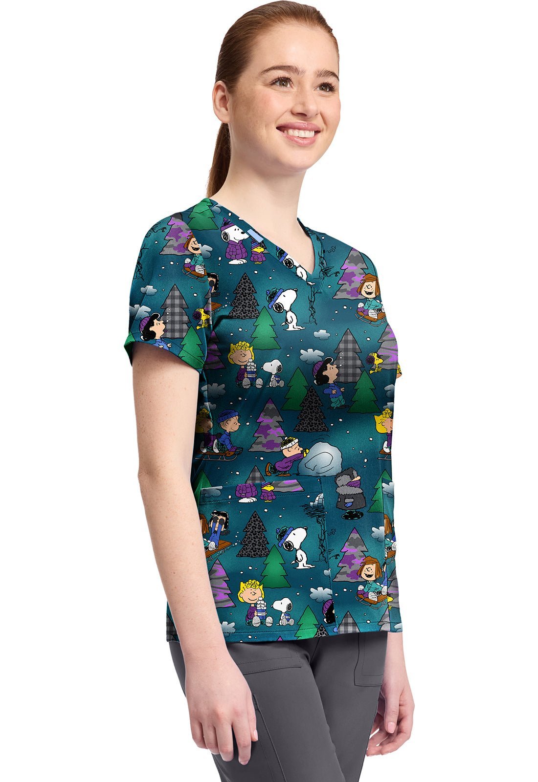 Snoopy Tooniforms Licensed Peanuts V Neck Scrub Top TF796 PNFW - Scrubs Select