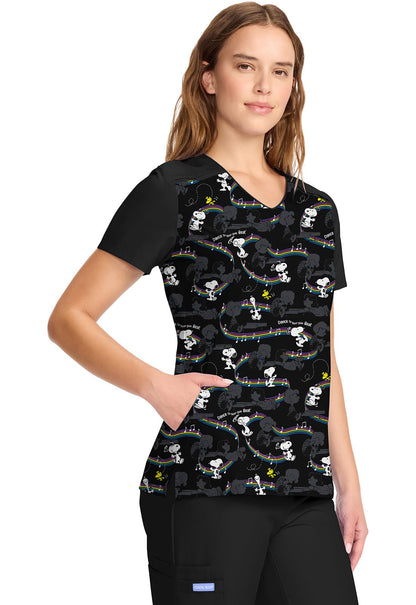 Snoopy Tooniforms Peanuts Licensed V Neck Scrub Top TF639 PNYB - Scrubs Select