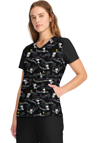 Snoopy Tooniforms Peanuts Licensed V Neck Scrub Top TF639 PNYB - Scrubs Select