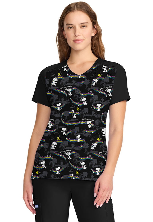 Snoopy Tooniforms Peanuts Licensed V Neck Scrub Top TF639 PNYB - Scrubs Select