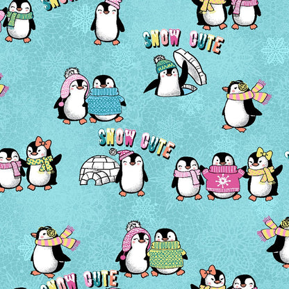 Snow Cute Cherokee Penguin Print V Neck Scrub Top CK637 SOCU - Scrubs Select