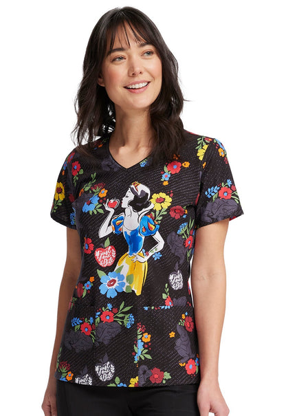 Snow White Tooniforms Disney V Neck Medical Scrub Top TF614 SNAP - Scrubs Select