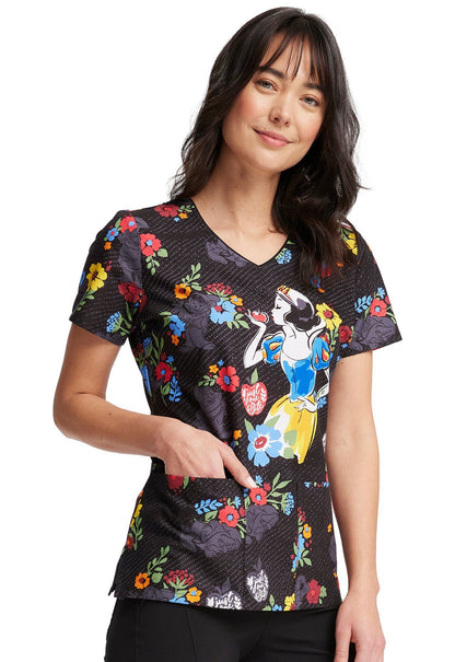 Snow White Tooniforms Disney V Neck Medical Scrub Top TF614 SNAP - Scrubs Select