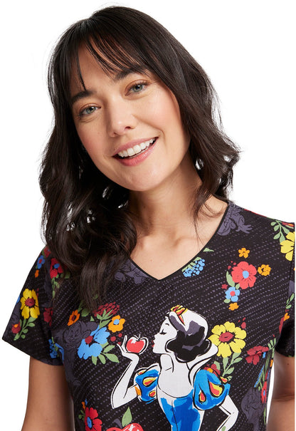 Snow White Tooniforms Disney V Neck Medical Scrub Top TF614 SNAP - Scrubs Select