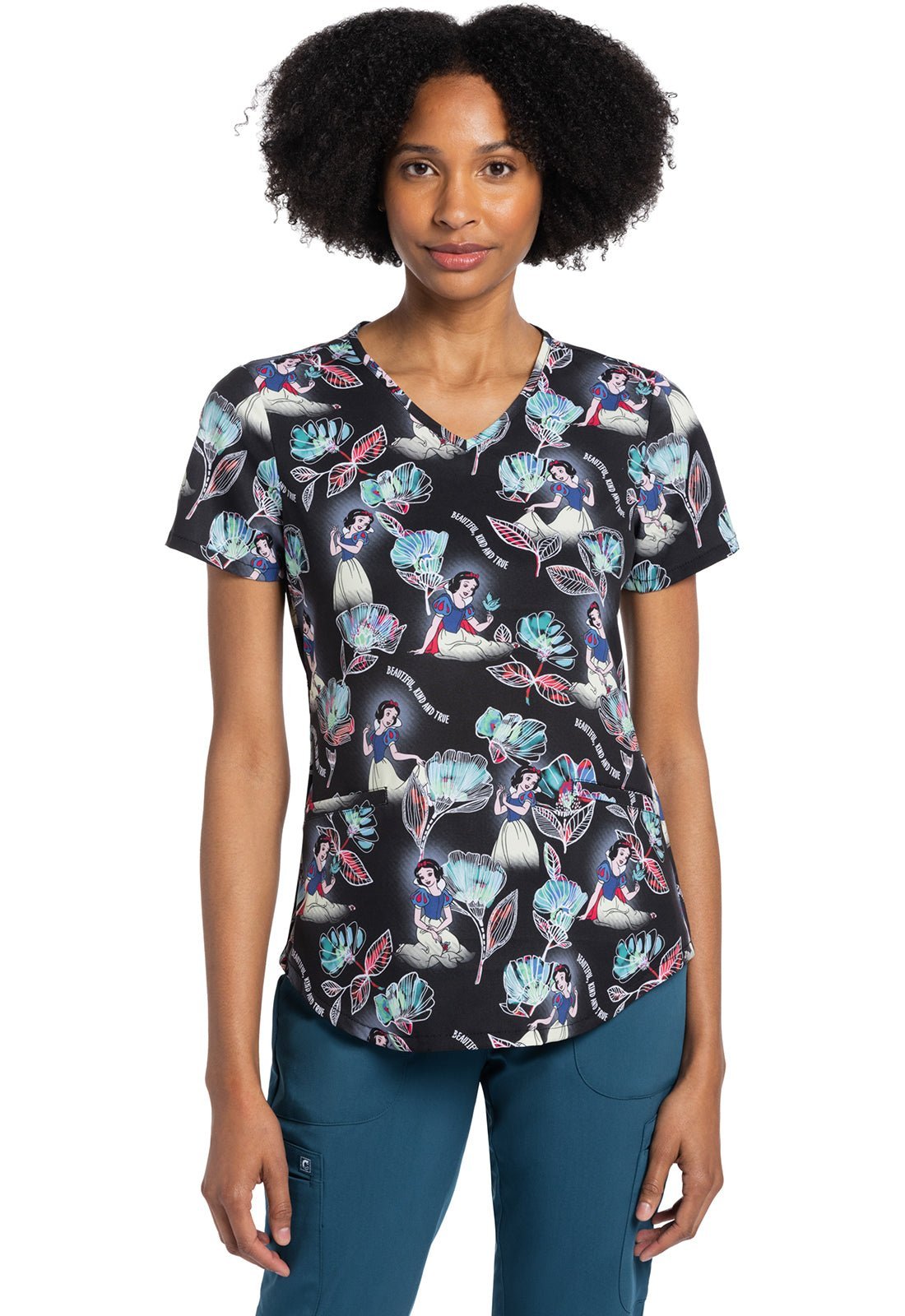 Snow White Tooniforms Licensed Disney V Neck Scrub Top TF737 PRKT - Scrubs Select
