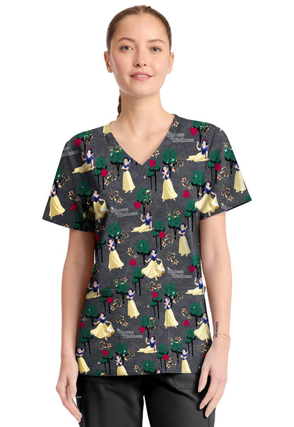 Snow White Tooniforms Licensed Disney V Neck Scrub Top TF794 PRGK - Scrubs Select