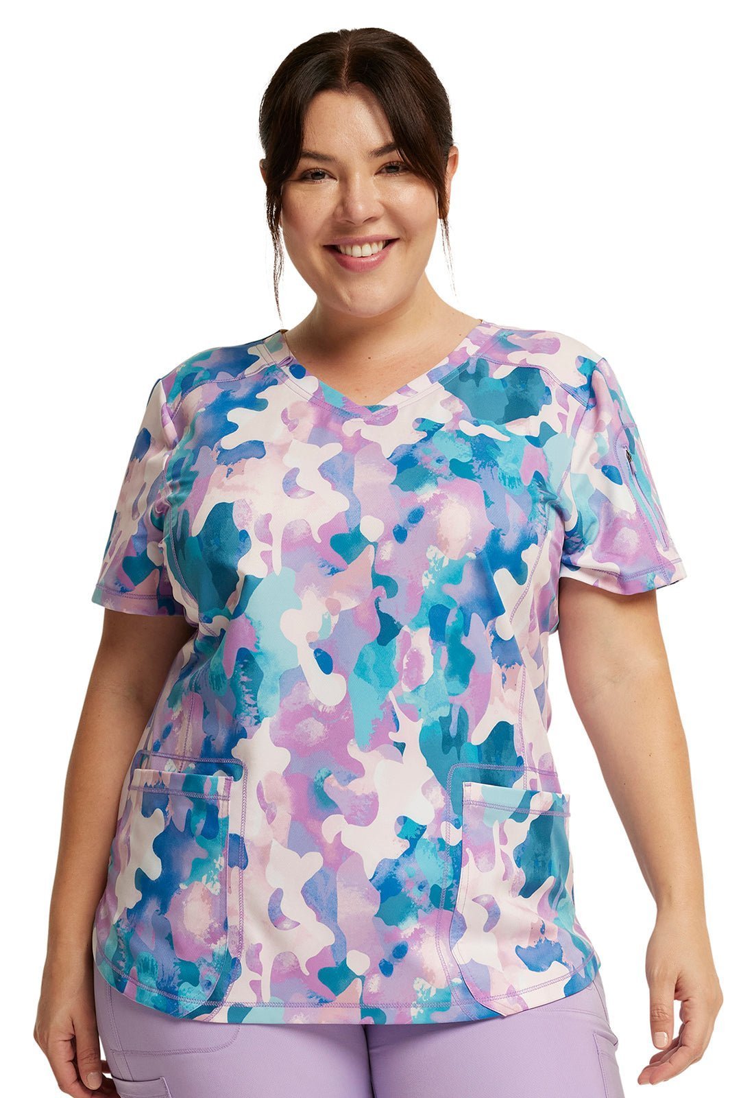 Soft Camo - tion Dickies Dynamix Print V Neck Scrub Top DK731 SFCM - Scrubs Select