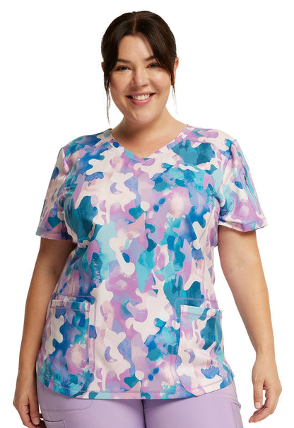 Soft Camo - tion Dickies Dynamix Print V Neck Scrub Top DK731 SFCM - Scrubs Select