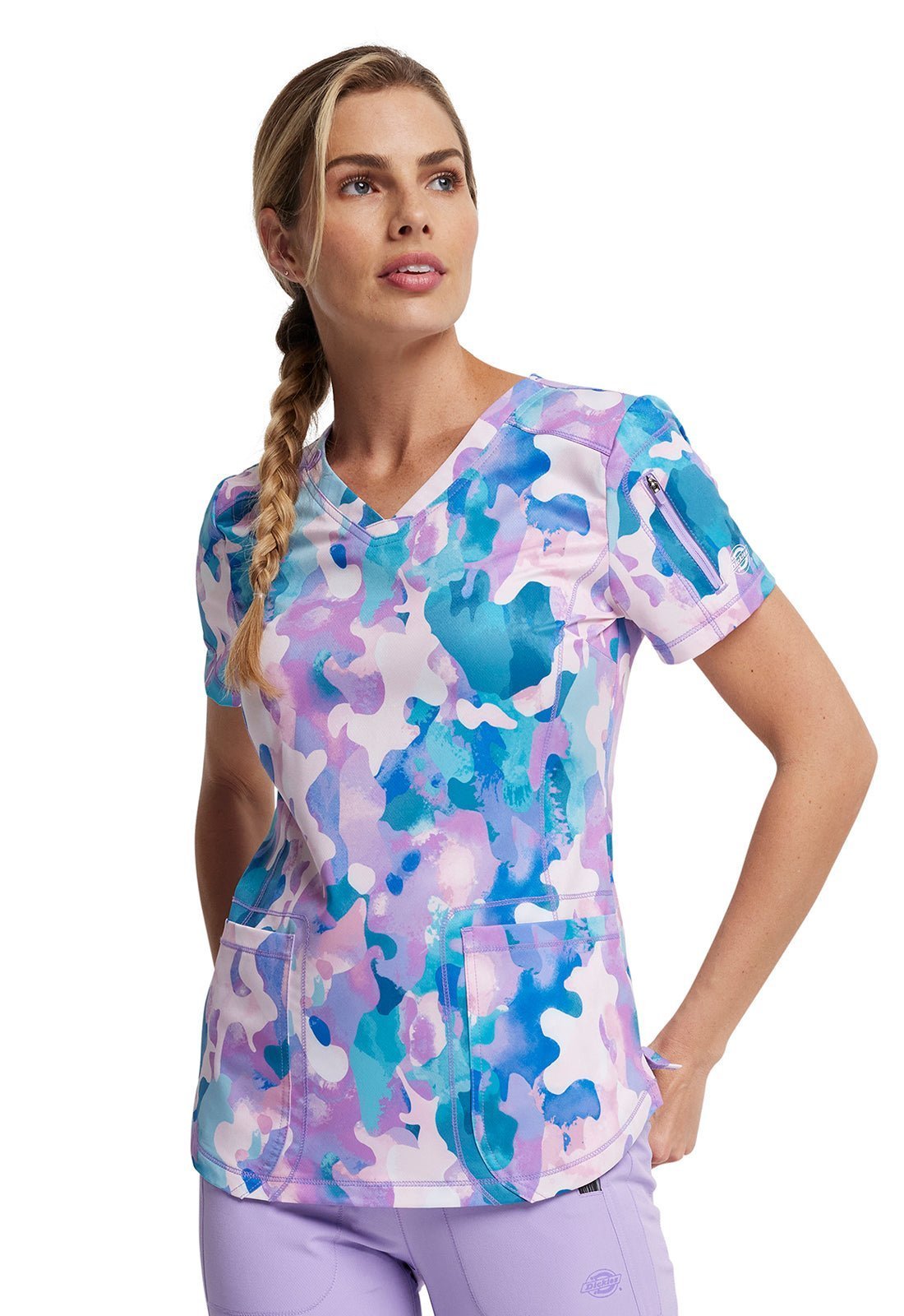Soft Camo - tion Dickies Dynamix Print V Neck Scrub Top DK731 SFCM - Scrubs Select