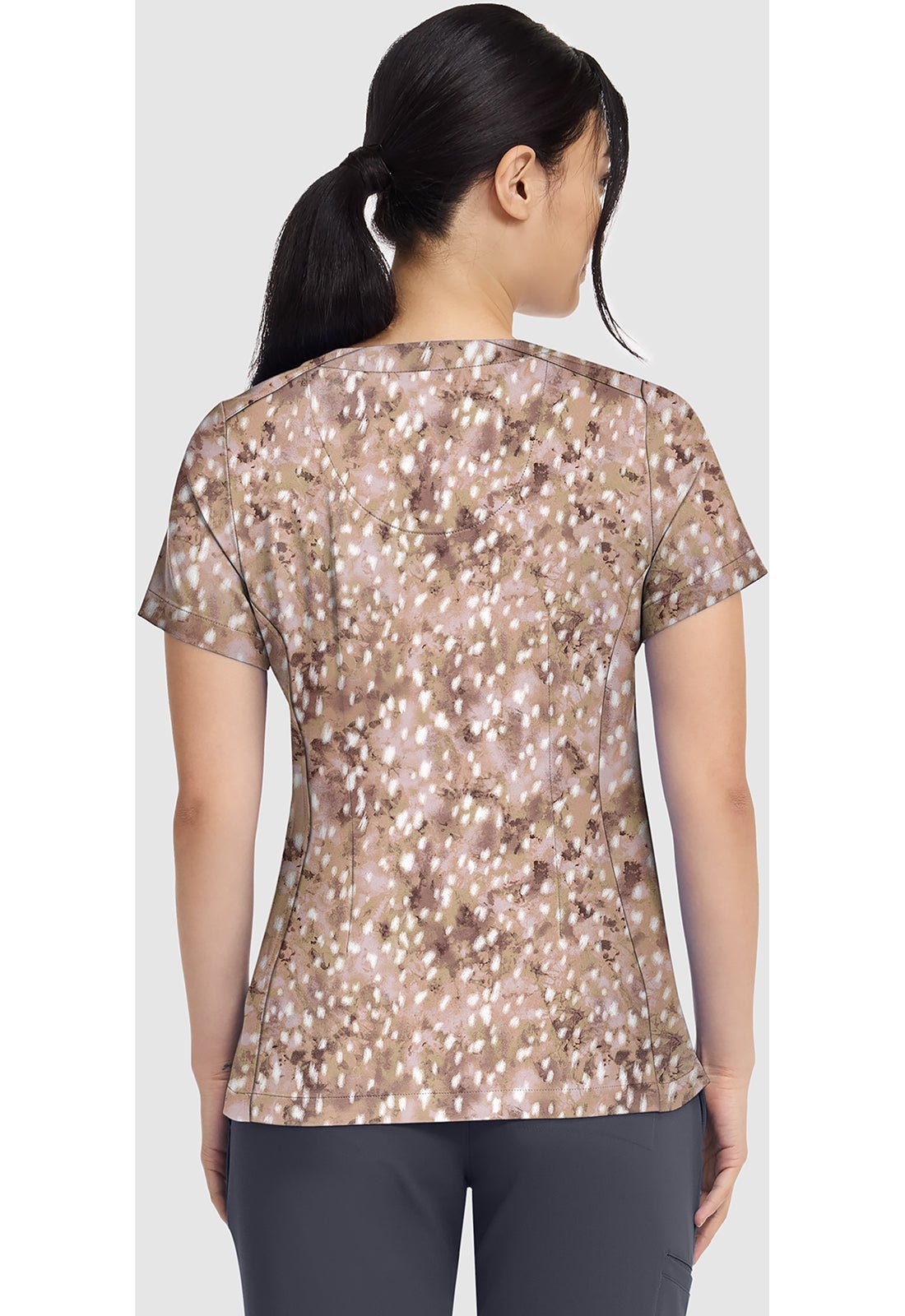 Soft Fawn Healing Hands Scrubs Briana Print V Neck Top HH906 SRFC - Scrubs Select