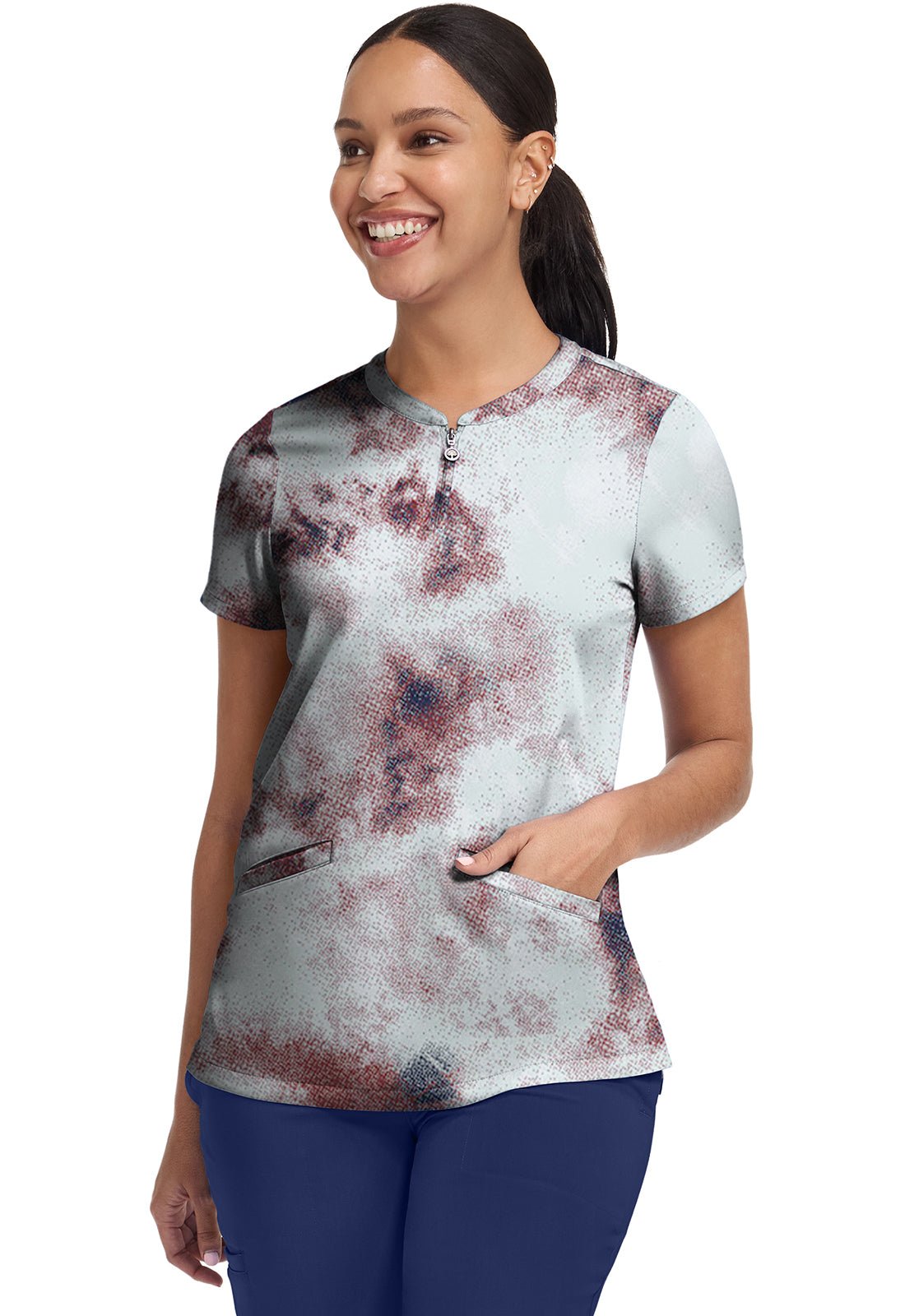 Soft Fractures Healing Hands Ivy Print Scrub V Neck Top HH907 SFFA - Scrubs Select